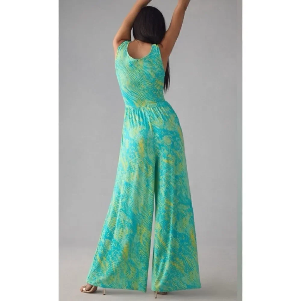 Plenty by Tracy Reese Twist Jumpsuit in Blue Rattlesnake Size M / NWT